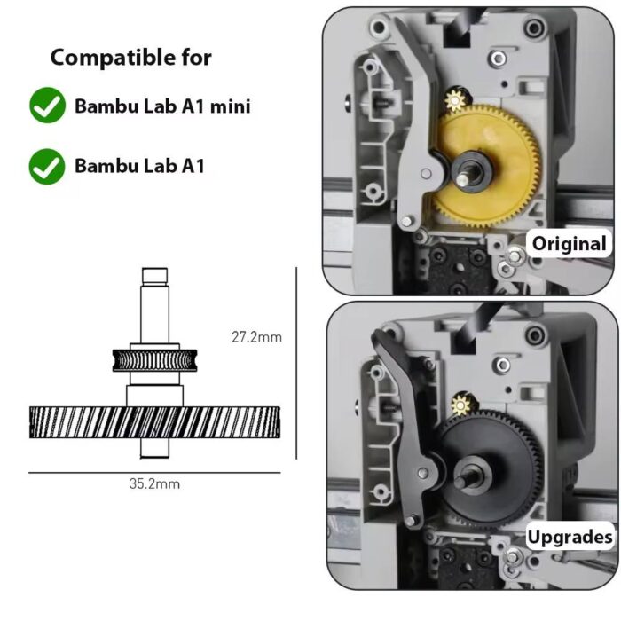 Bambulab A1/A1 Mini Extruder Gear Assembly - Image 6